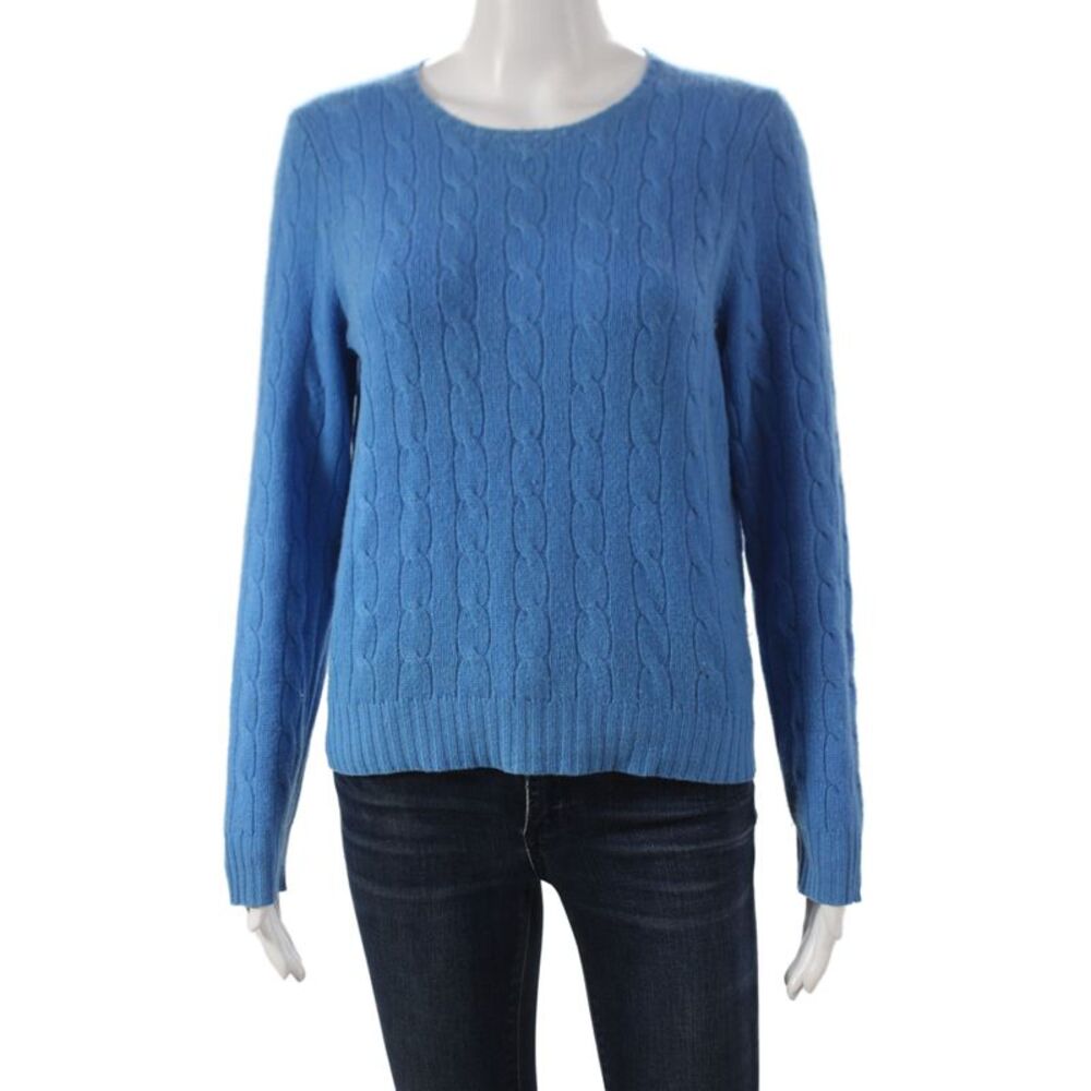 New Scotland Womens Pullover Cashmere Sweater Crew Neck Blue Size L